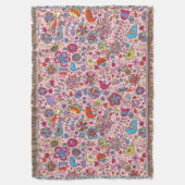 多彩な花が付いている春パターン スローブランケット (正面縦)
