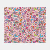 多彩な花が付いている春パターン フリースブランケット (正面(横))