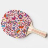 多彩な花が付いている春パターン 卓球ラケット (横)