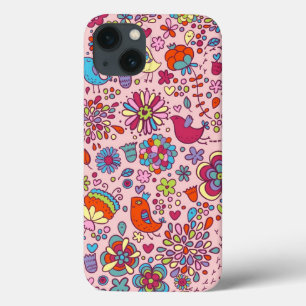 多彩な花が付いている春パターン iPhone 13ケース