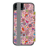 多彩な花が付いている春パターン INCIPIO iPhoneウォレットケース (フォリオ裏面)