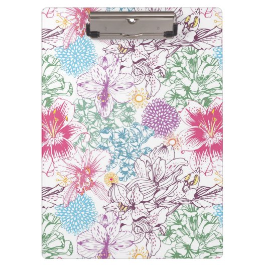 多彩な花が付いている美しいパターン クリップボード (正面)