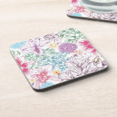 多彩な花が付いている美しいパターン コースター (左側)