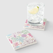 多彩な花が付いている美しいパターン ストーンコースター (横)