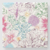 多彩な花が付いている美しいパターン ストーンコースター (正面)