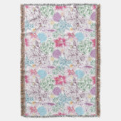 多彩な花が付いている美しいパターン スローブランケット (正面縦)