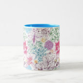 多彩な花が付いている美しいパターン ツートーンマグカップ (中央)