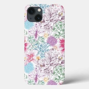 多彩な花が付いている美しいパターン iPhone 13ケース