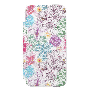 多彩な花が付いている美しいパターン iPhone SE/5/5sウォレットケース