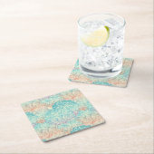 多彩な花の落書きパターン スクエアペーパーコースター (インサイチュ)