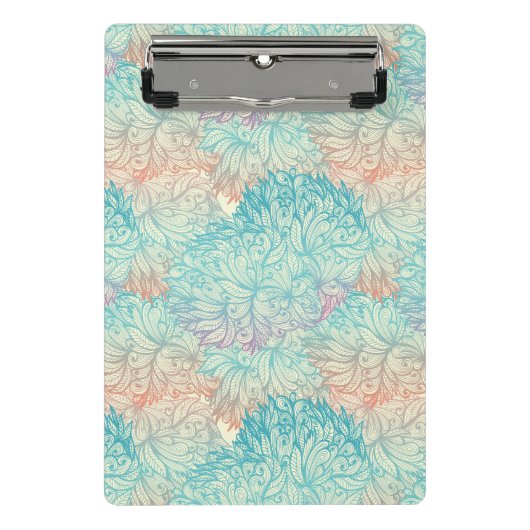 多彩な花の落書きパターン ミニクリップボード (正面)