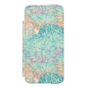 多彩な花の落書きパターン iPhone SE/5/5sウォレットケース