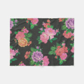 多彩な花の装飾的なばら色のフリースブランケット フリースブランケット (正面(横))