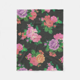 多彩な花の装飾的なばら色のフリースブランケット フリースブランケット
