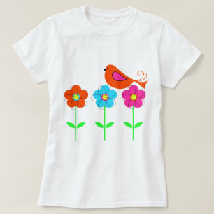 多彩な花を持つ多彩な鳥 Tシャツ