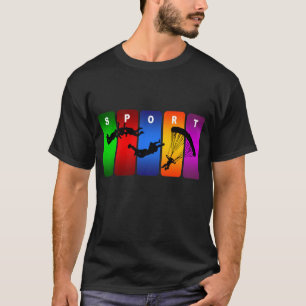 多彩な落下傘で降りる紋章 Tシャツ