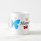 多彩な蝶が付いている希望のコーヒー・マグ コーヒーマグカップ (正面左)