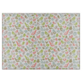 多彩な鳥のオーナメントが付いている背景 カッティングボード (正面)