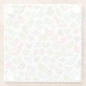 多彩な鳥のオーナメントが付いている背景 ガラスコースター (裏面)