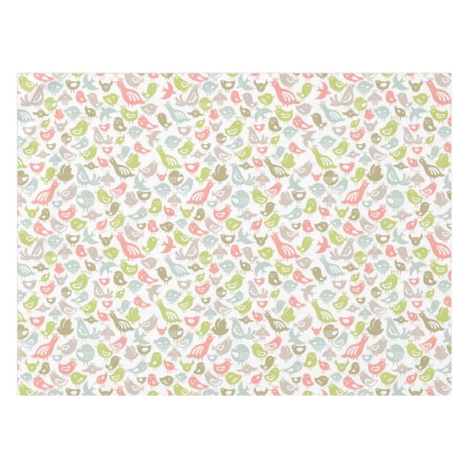 多彩な鳥のオーナメントが付いている背景 テーブルクロス (正面(横))