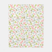 多彩な鳥のオーナメントが付いている背景 フリースブランケット (正面)