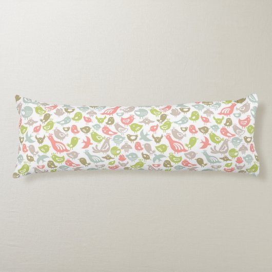 多彩な鳥のオーナメントが付いている背景 ボディピロー (正面)