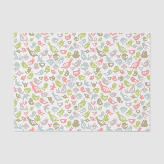 多彩な鳥のオーナメントが付いている背景 薄葉紙 (正面)