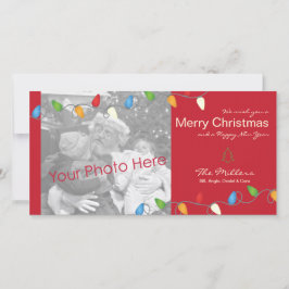 多彩のクリスマスの照明の休日の写真カード シーズンカード