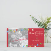 多彩のクリスマスの照明の休日の写真カード シーズンカード (スタンド正面)