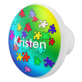 多彩のジグソーパズルの部分 セラミックノブ (右)