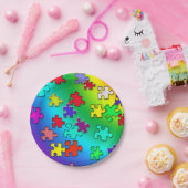 多彩のジグソーパズルの部分 ペーパープレート (パーティー)