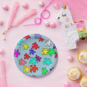 多彩のジグソーパズルの部分 ペーパープレート (パーティー)