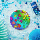 多彩のジグソーパズルの部分 ペーパープレート (パーティー)