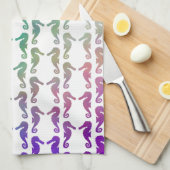 多彩のタツノオトシゴパターン キッチンタオル (四つ折り)