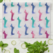 多彩のダックスフントパターン キッチンタオル (折り畳み)