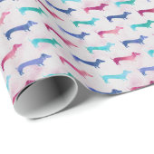 多彩のダックスフントパターン ラッピングペーパー (ロールコーナー)