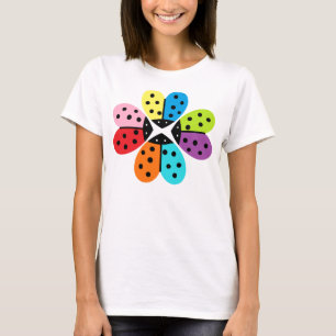 多彩のハートのLadybuyの花のTシャツ Tシャツ