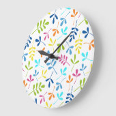 多彩の分類された葉パターン ラージ壁時計 (傾斜)