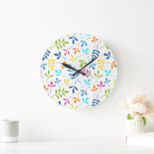 多彩の分類された葉パターン ラージ壁時計 (ホーム)