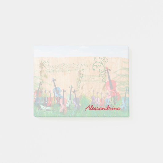 多彩の弦楽器の名前をカスタムする ポストイット (正面)