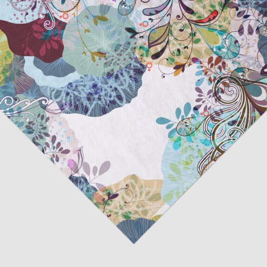 多彩の抽象的な花の上敷パターン 薄葉紙 (詳細)