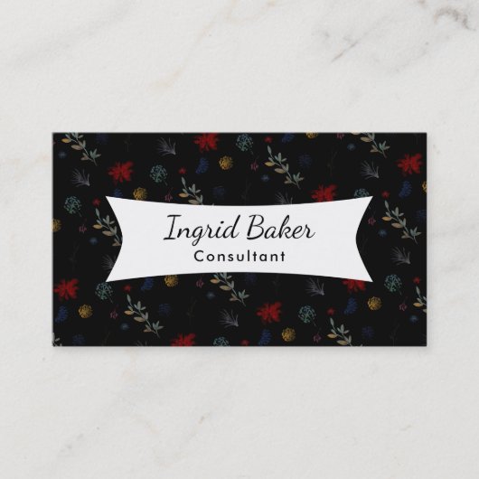 多彩の水彩画の植物のパターン01 名刺 (正面)
