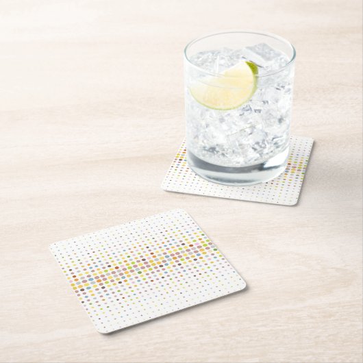 多彩の点の背景 スクエアペーパーコースター (インサイチュ)