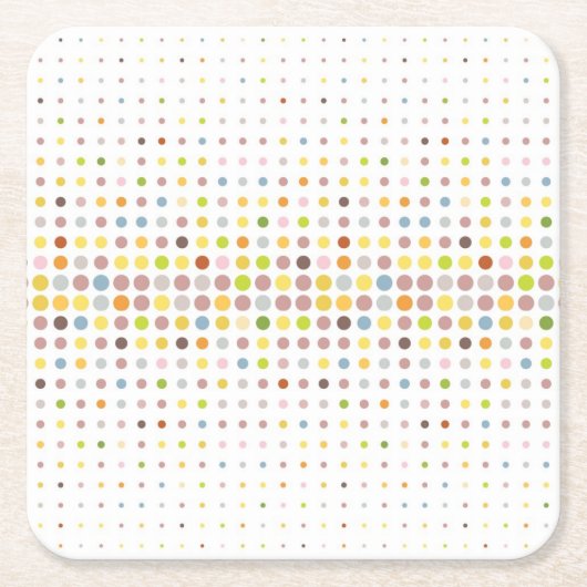 多彩の点の背景 スクエアペーパーコースター (正面)