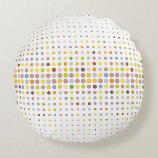 多彩の点の背景 ラウンドクッション (正面)