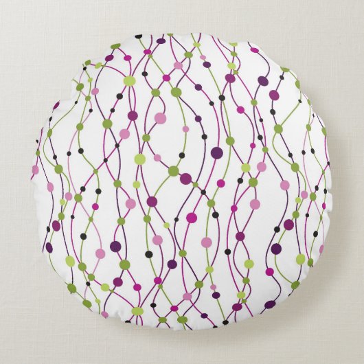 多彩の点の背景 ラウンドクッション (正面)