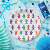 多彩の熱狂するなロボット子供の誕生日のパーティー ペーパープレート (パーティー)