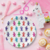 多彩の熱狂するなロボット子供の誕生日のパーティー ペーパープレート (パーティー)