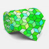 多彩の緑およびより多くの3D立方体のタイ ネクタイ (ロール)