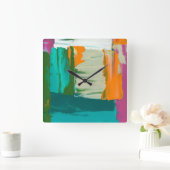 多彩の自由な表現の絵画 スクエア壁時計 (ホーム)